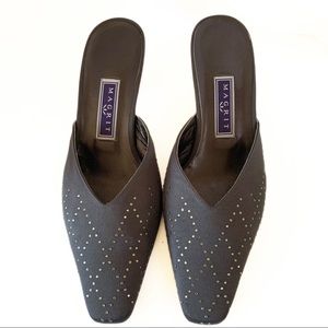 (4 for $20) MAGRIT Satin Gray Heeled Mules Sz 36.5